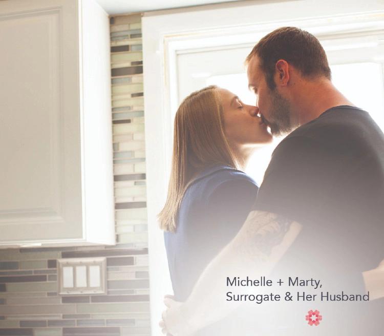 Surrogate Couple hugging