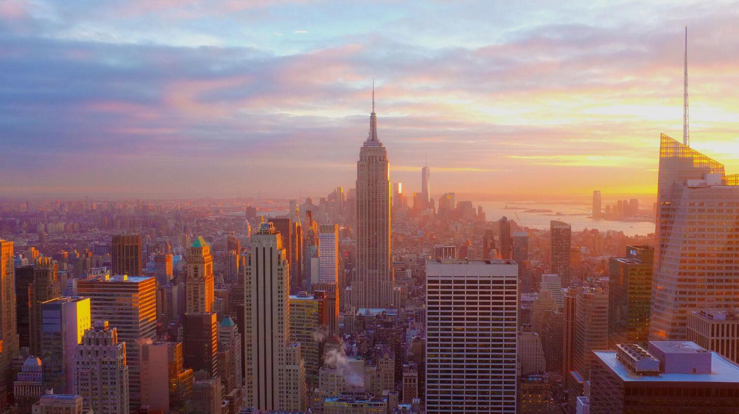 New York City at dusk